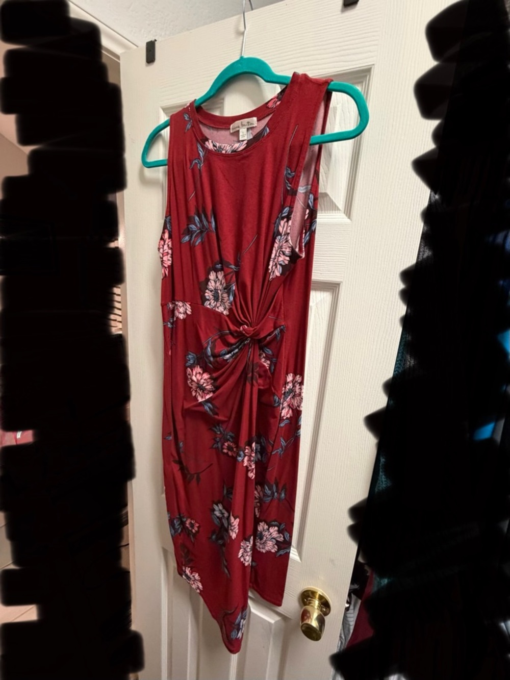 Nine Britton Red Floral Twist-Front Dress